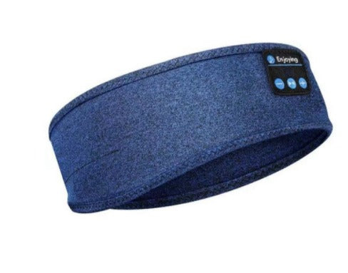 Blauwe slaapband met ingebouwde Bluetooth-hoofdtelefoon, ideaal voor comfortabel slapen en muziek luisteren. Perfect voor ontspanning en reizen.