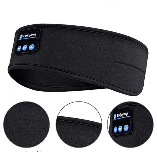 Zwarte slaapband met Bluetooth-hoofdtelefoon, sporthoofdband, draadloze muziek, comfortabel, ideaal voor hardlopen en slapen, verkrijgbaar bij Middo.