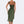 Groene midi-jurk met ruches, mouwloos ontwerp, aansluitende pasvorm, elegante avondjurk, damesmode, zomercollectie 2024.