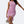 Paarse mouwloze jurk met ruches en split, gedragen door vrouw. Perfect voor zomerfeestjes. Elegante damesmode, trendy en stijlvol ontwerp.