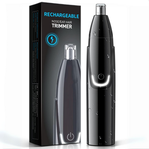Oplaadbare neus- en oortrimmer, zwart, waterdicht ontwerp, met verpakking. Ideaal voor persoonlijke verzorging en hygiëne. Geschikt voor mannen en vrouwen.