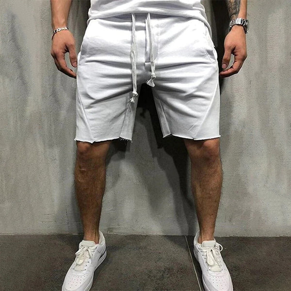 Witte herenshorts met trekkoord, casual streetwear, zomermode, comfortabele pasvorm, ideaal voor sport en vrije tijd, trendy en stijlvol design.