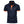 Donkerblauw poloshirt met oranje accenten en geborduurd logo, korte mouwen, katoenen stof. Stijlvol herenmode, casual kleding.
