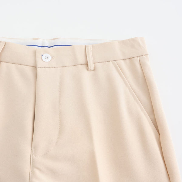 Beige elegante stoffen broek met knoopsluiting, ontworpen door Alessandro Toscani. Hoogwaardige herenmode, stijlvolle en comfortabele pasvorm.