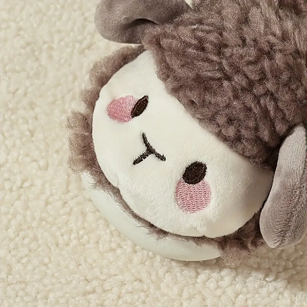 Schattige pluche knuffel met schapenontwerp, zachte bruine en witte textuur, perfect voor kinderen, cadeau-idee, knuffeldier, speelgoed.