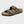 Donkergrijze leren sandaal met kurken zool en dubbele verstelbare gespen, ideaal voor comfort en casual stijl. Perfecte zomerschoen.
