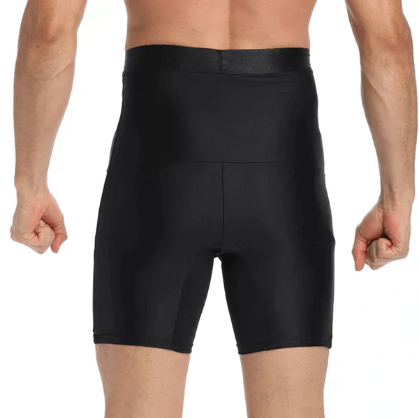 Zwarte herengordel voor taillecontrole, naadloos ontwerp, hoge taille, bevordert een slanker silhouet, ideaal voor dagelijks gebruik en sport.