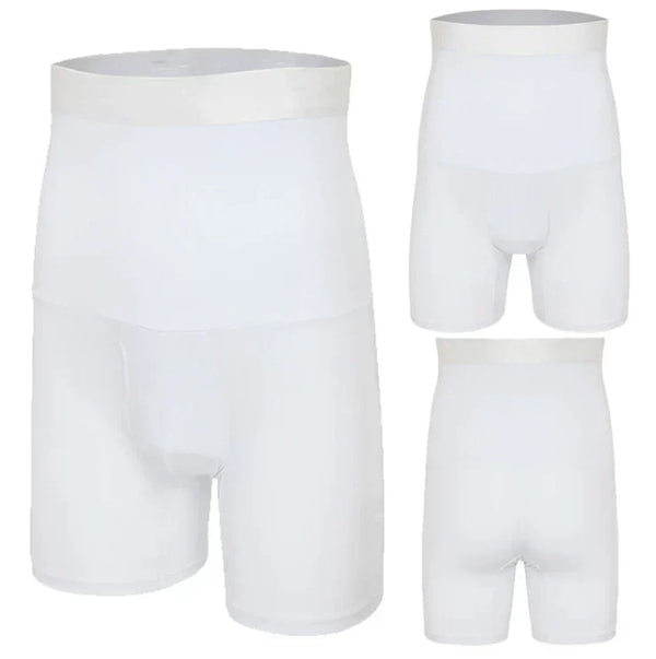 Witte herengordel, naadloos ontwerp, hoge taille, compressie, buikondersteuning, slankmakend effect, comfortabel stretchmateriaal.