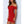 Vrouw in rode off-shoulder zomerjurk met bloemenprint, elegante casual mode, perfect voor zomerse evenementen en stranduitjes.