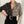 Dames oversized blouse met gouden knopen en schoudervulling, zwart met kettingprint en grijs patroon, stijlvolle mode, Cara Camilla.