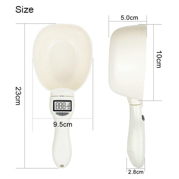 Digitale witte keukenweegschaal lepel met LCD-scherm, 23 cm lang, ideaal voor nauwkeurig wegen van ingrediënten, keukenaccessoire.