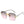 Roze zonnebril zonder montuur met gouden accenten en vierkante glazen. Trendy damesaccessoire voor zomer 2023. UV-bescherming, modieus design.